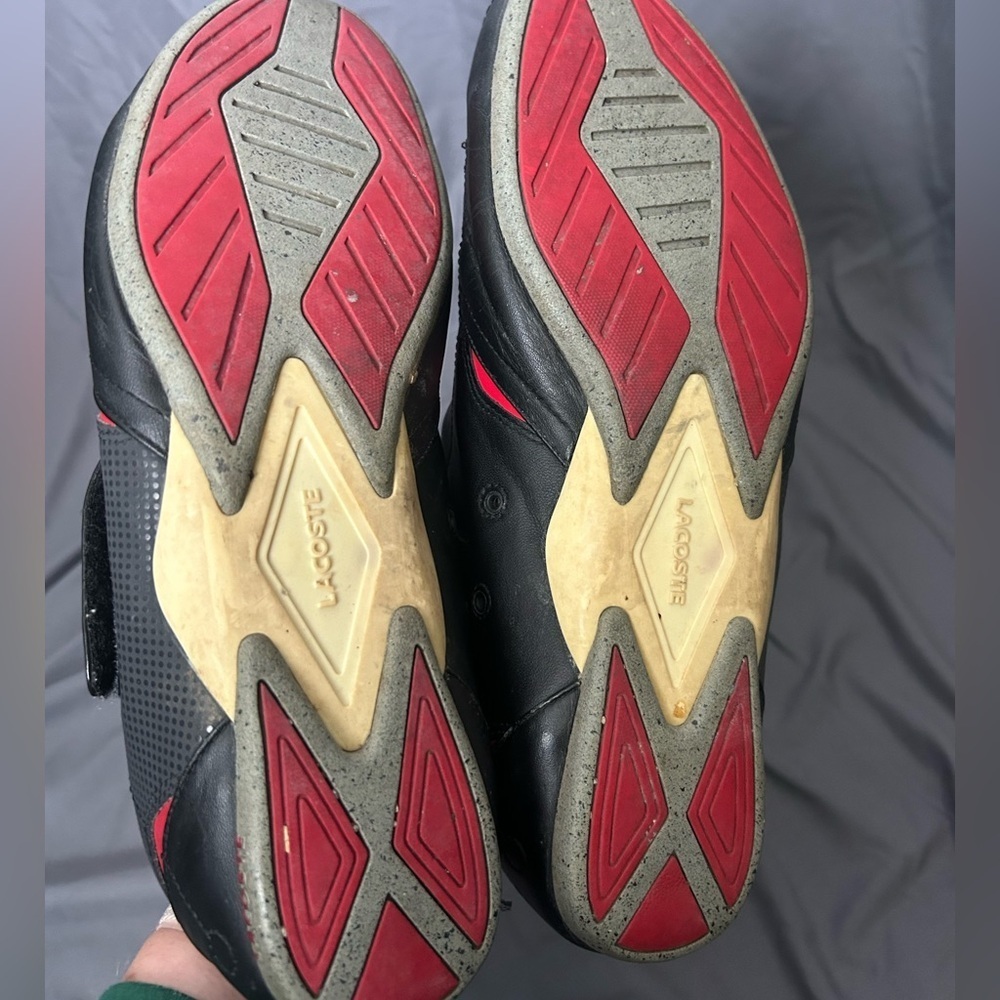 Lacoste Protect CRT low-top sneaker black red leather velcro closure Size 11.5 - Picture 9 of 10